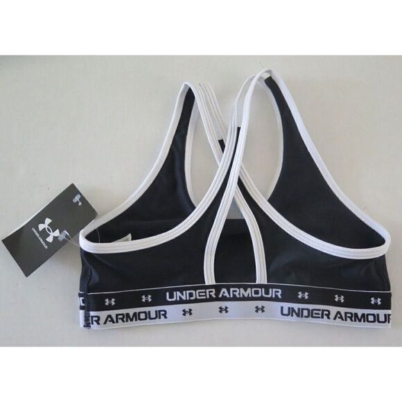 Under Armour 1364629 001 Girl's Sz YMD Black/White UA Crossback Sports Bra - Picture 2 of 4
